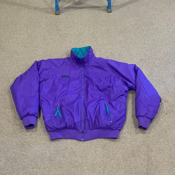 Purple unisex vintage limited columbia sportswear reversible jacket large blue - Picture 1 of 8